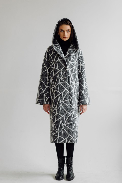 Monochrome Printed Coat