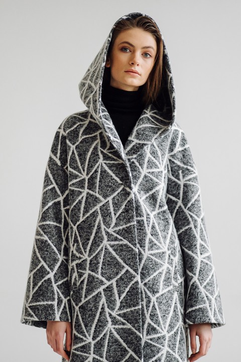 Monochrome Printed Coat