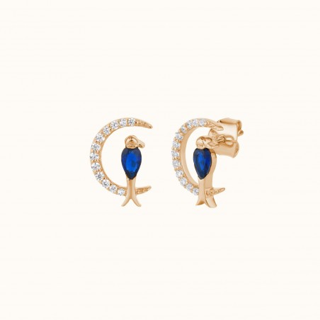 Celestial Moon & Bird Earrings